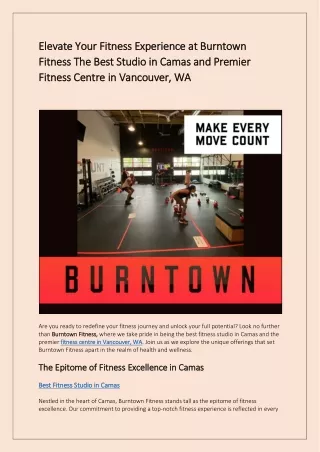 Elevate Your Fitness Experience at Burntown Fitness The Best Studio in Camas and Premier Fitness Center in Vancouver, WA