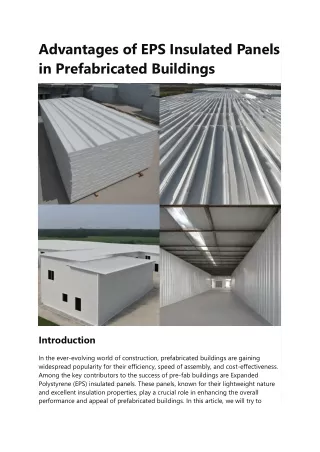 Advantages of EPS Insulated Panels in Prefabricated Buildings