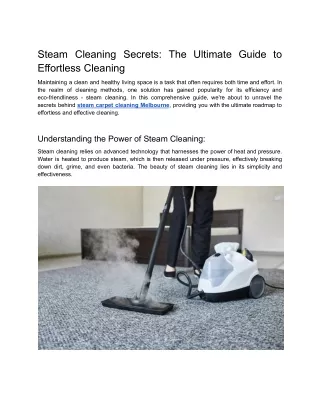 Steam Cleaning Secrets, The Ultimate Guide to Effortless Cleaning