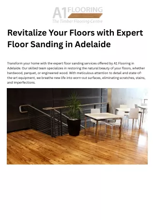 Revitalize Your Floors with Expert Floor Sanding in Adelaide