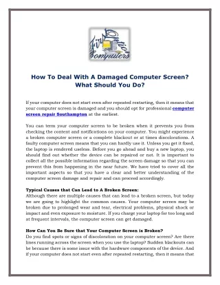 How To Deal With A Damaged Computer Screen- What Should You Do