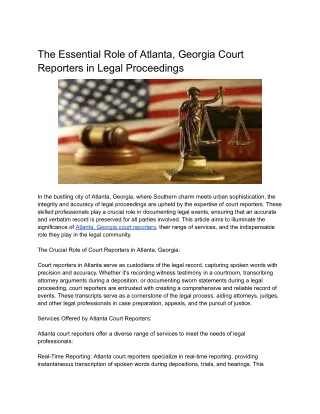The Essential Role of Atlanta, Georgia Court Reporters in Legal Proceedings