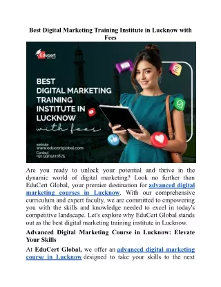 Best Digital Marketing Training Institute in Lucknow With Fees