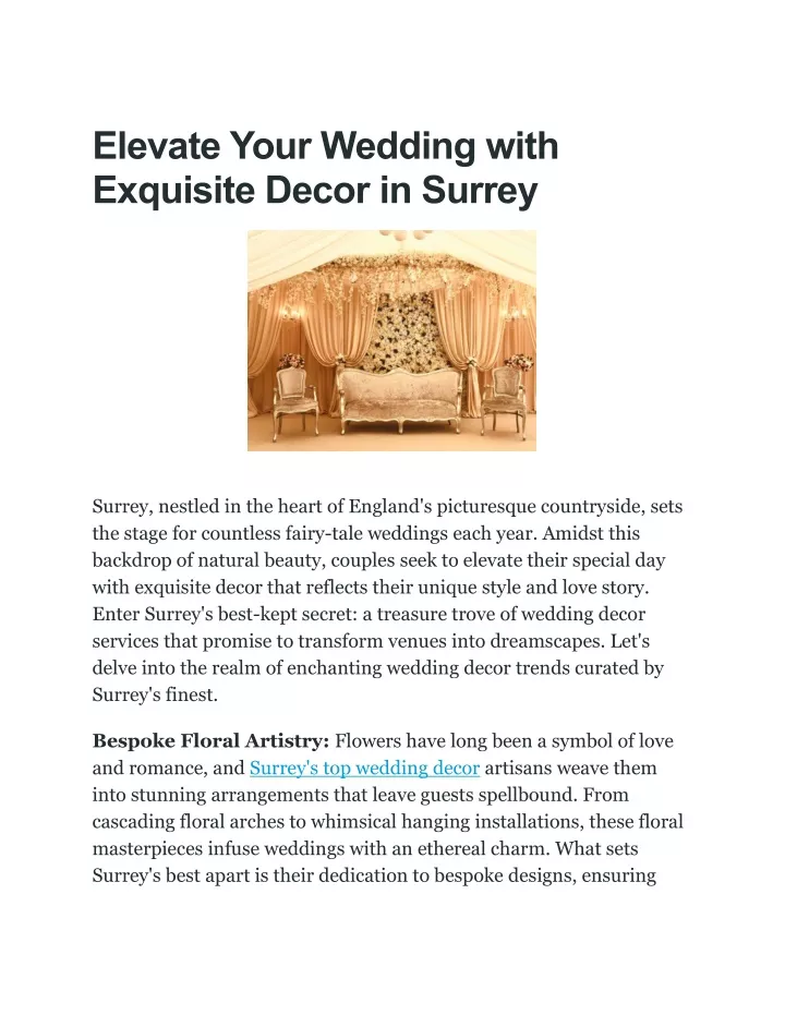 elevate your wedding with exquisite decor