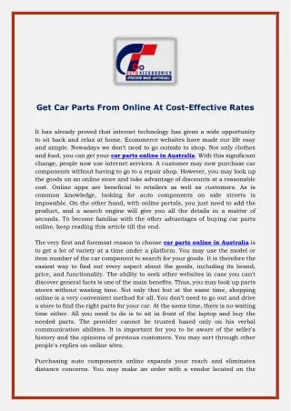 Get Car Parts From Online At Cost-Effective Rates