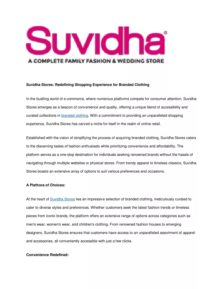 suvidha stores redefining shopping experience