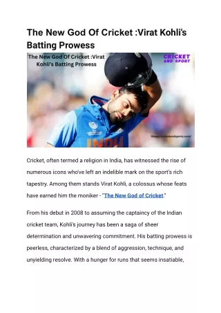The New God Of Cricket Virat Kohli's Batting Prowess