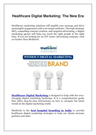 Healthcare Digital Marketing, The New Era