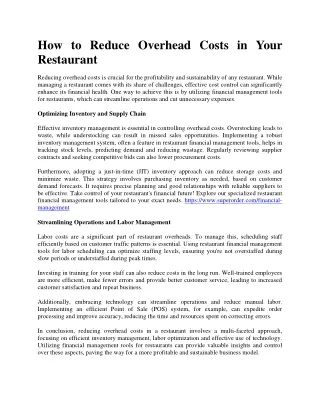 How to Reduce Overhead Costs in Your Restaurant