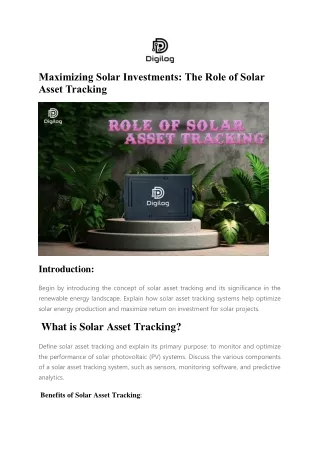 Maximizing Solar Investments The Role of Solar Asset Tracking