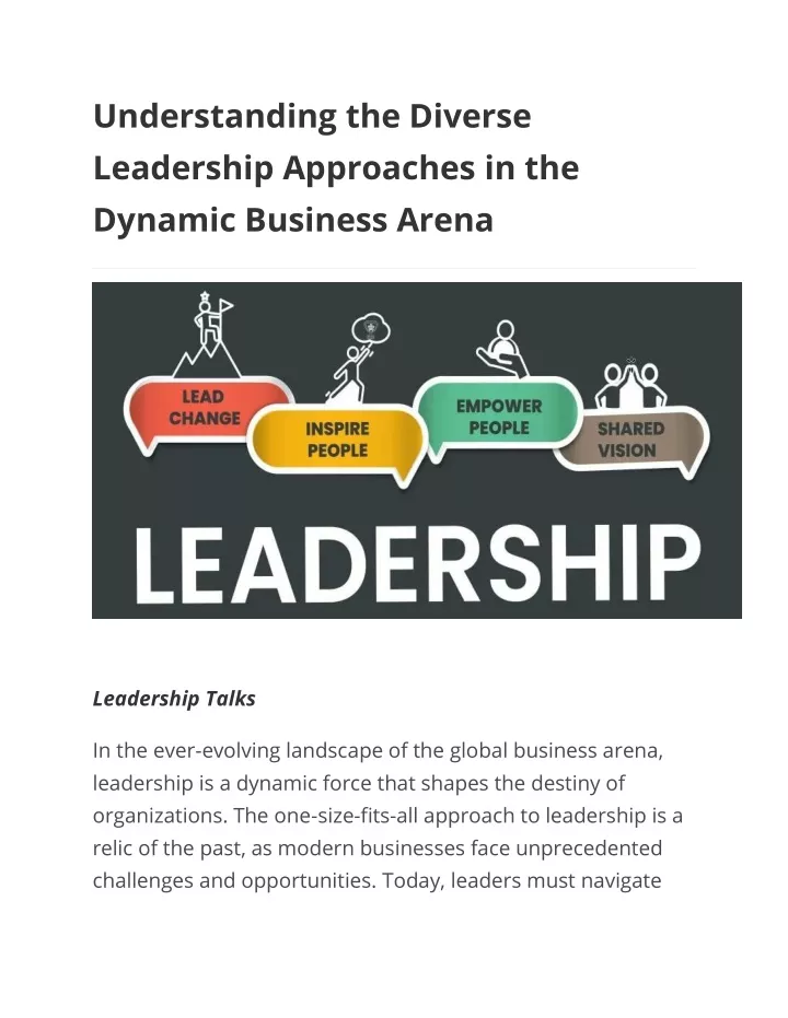 understanding the diverse leadership approaches