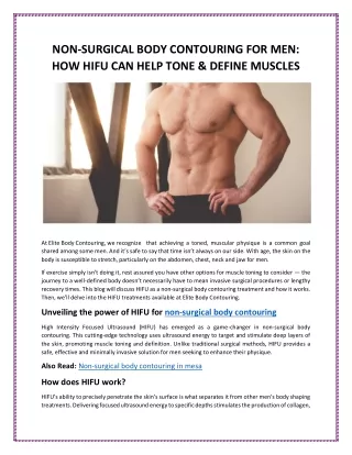 NON-SURGICAL BODY CONTOURING FOR MEN HOW HIFU CAN HELP TONE & DEFINE MUSCLES