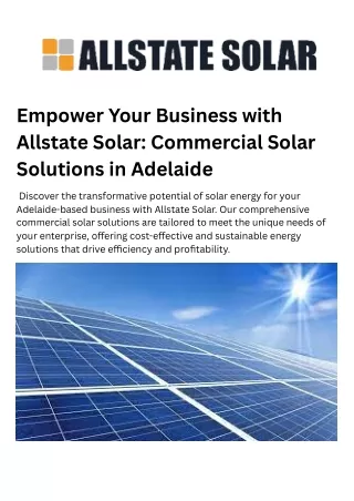 Commercial solar Adelaide allstate solar