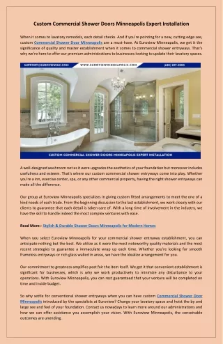 Premium Installation Services With Commercial Shower Door Minneapolis