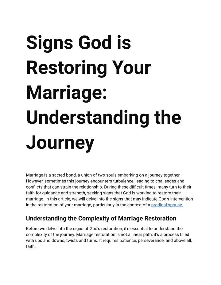 signs god is restoring your marriage