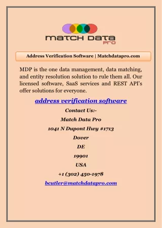 Address Verification Software | Matchdatapro.com
