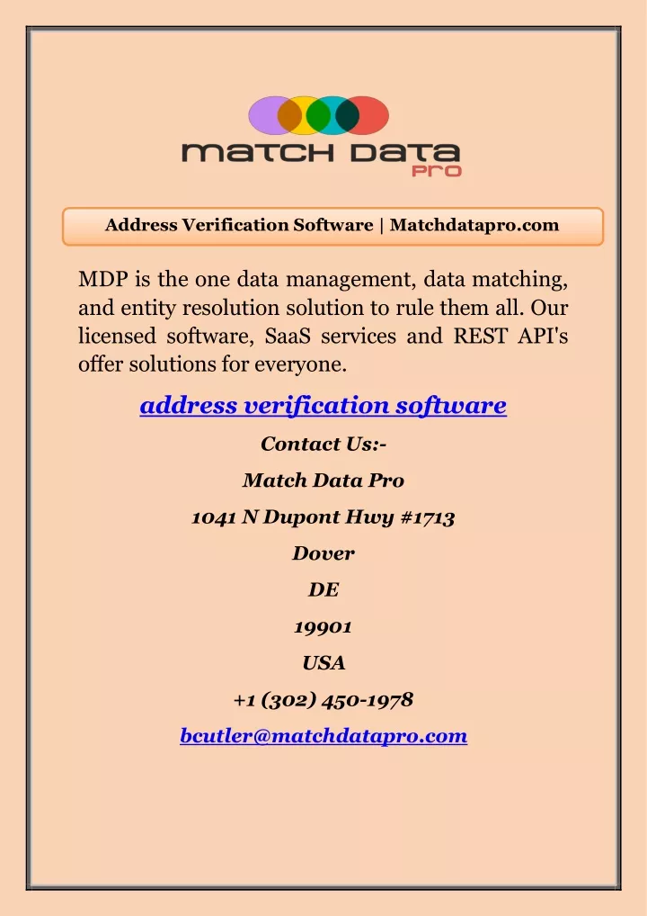 address verification software matchdatapro com