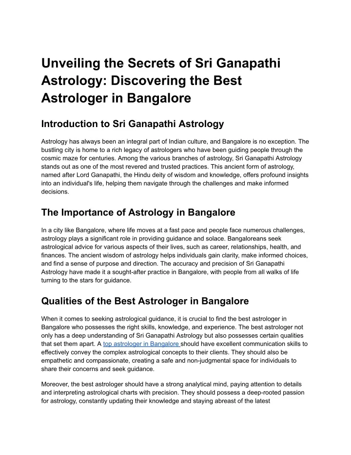 unveiling the secrets of sri ganapathi astrology