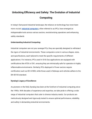 Unlocking Efficiency and Safety_ The Evolution of Industrial Computing