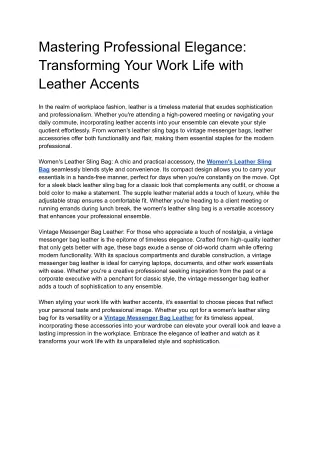 Mastering Professional Elegance_ Transforming Your Work Life with Leather Accents