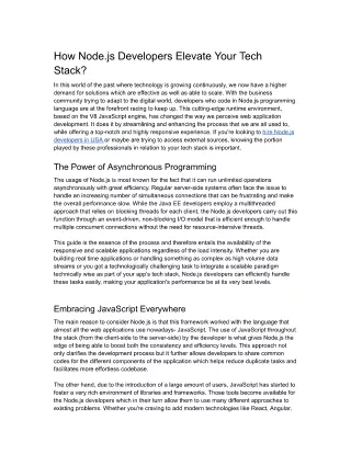How Node.js Developers Elevate Your Tech Stack