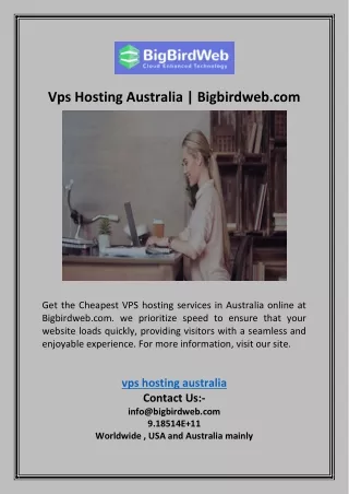 Vps Hosting Australia | Bigbirdweb.com