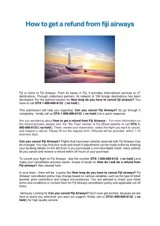 how to get a refund from fiji airways
