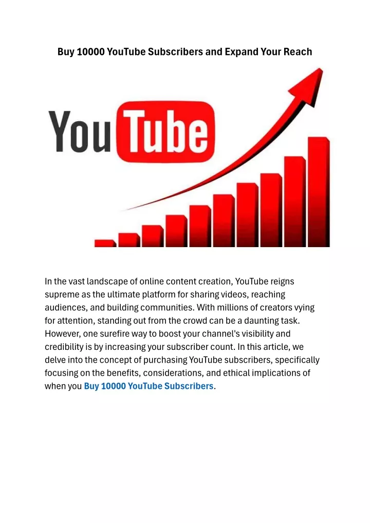 buy 10000 youtube subscribers and expand your