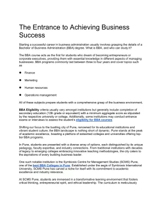 The Entrance to Achieving Business Success