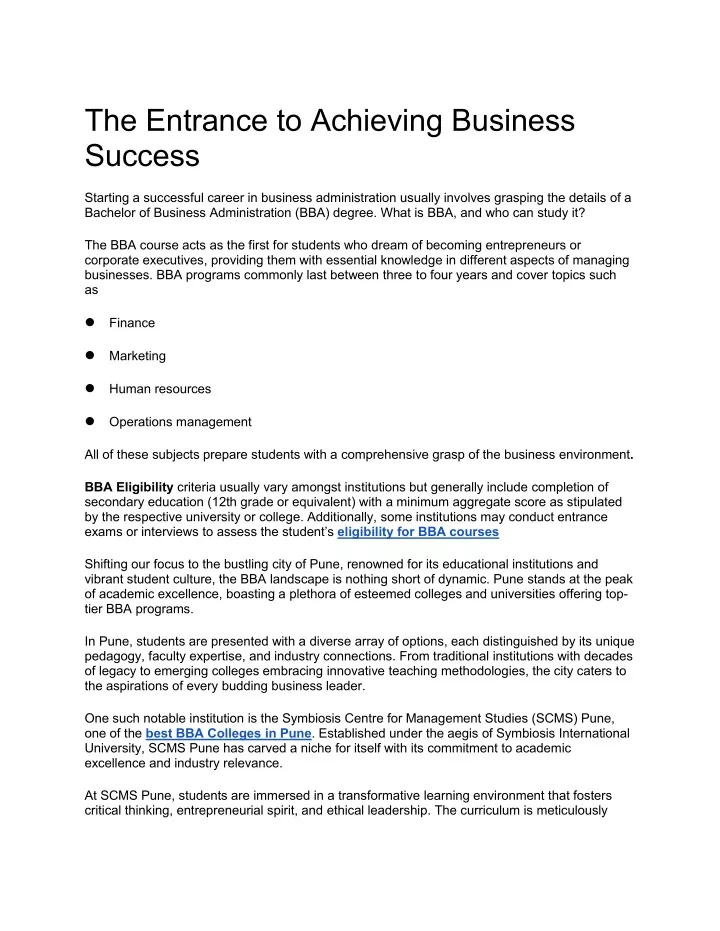 the entrance to achieving business success