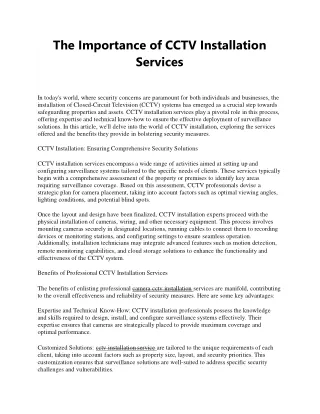 the importance of cctv installation services