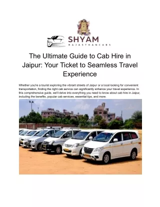 The Ultimate Guide to Cab Hire in Jaipur_ Your Ticket to Seamless Travel Experience