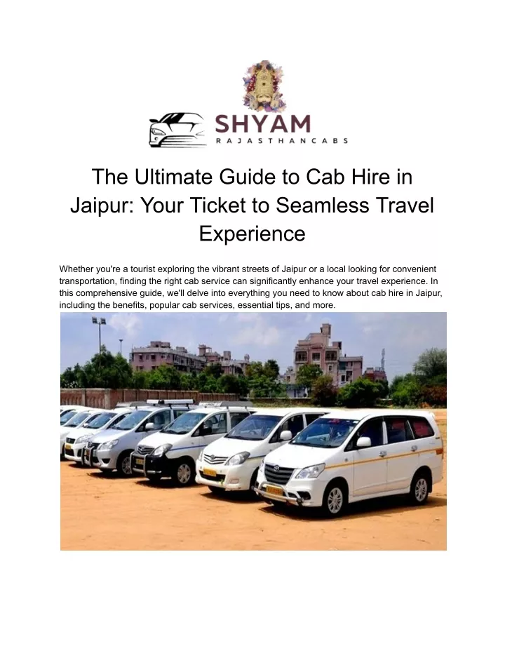 the ultimate guide to cab hire in jaipur your
