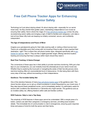 Enhancing Senior Safety with Free Cell Phone Tracker Apps