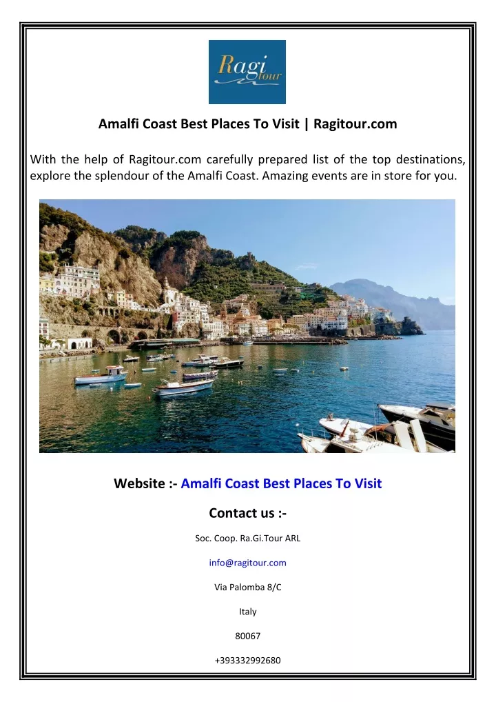 amalfi coast best places to visit ragitour com