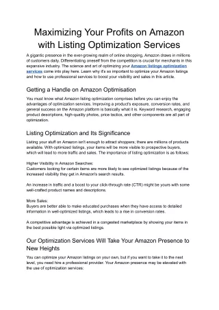 Maximizing Your Profits on Amazon with Listing Optimization Services - Google Docs