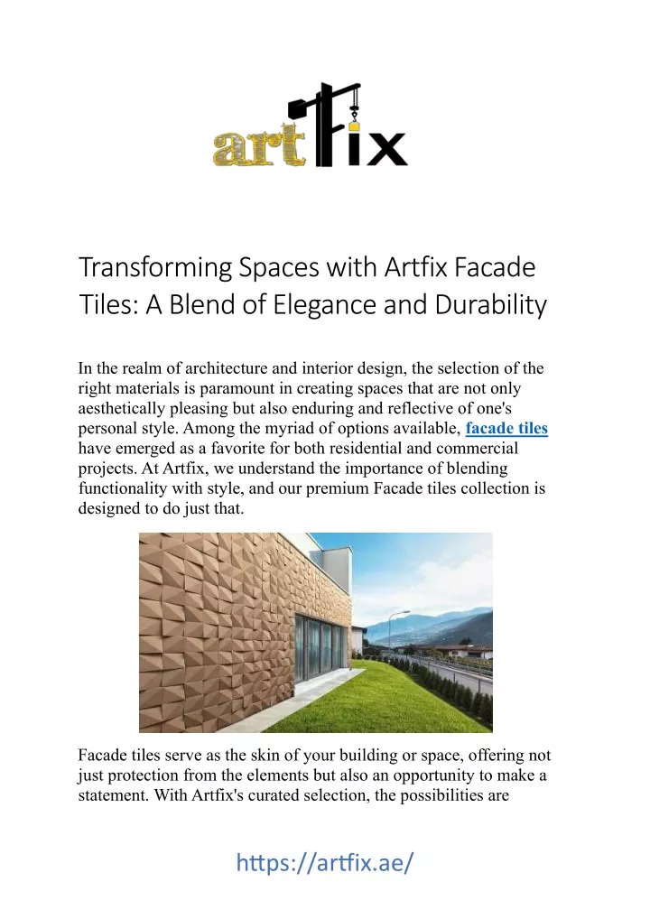 transforming spaces with artfix facade tiles