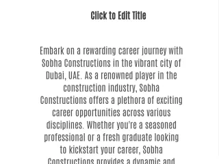 Explore Exciting Career Opportunities at Sobha Constructions in Dubai, UAE