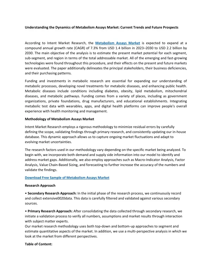 understanding the dynamics of metabolism assays