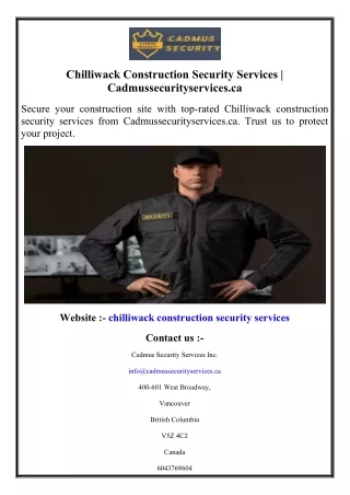 chilliwack construction security services