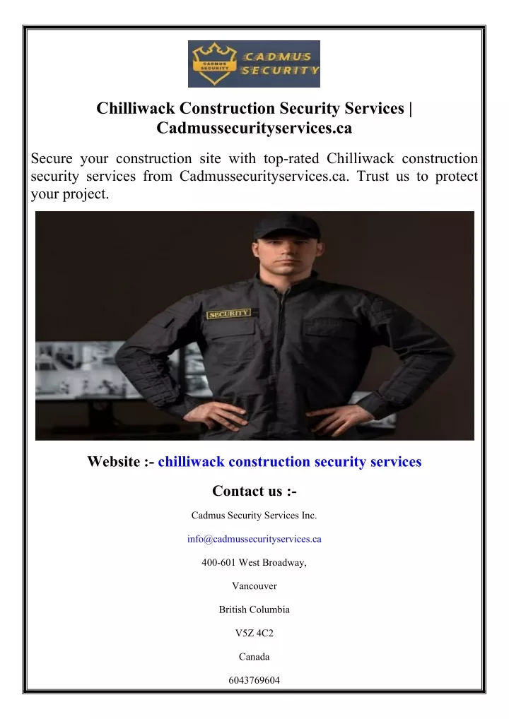 chilliwack construction security services