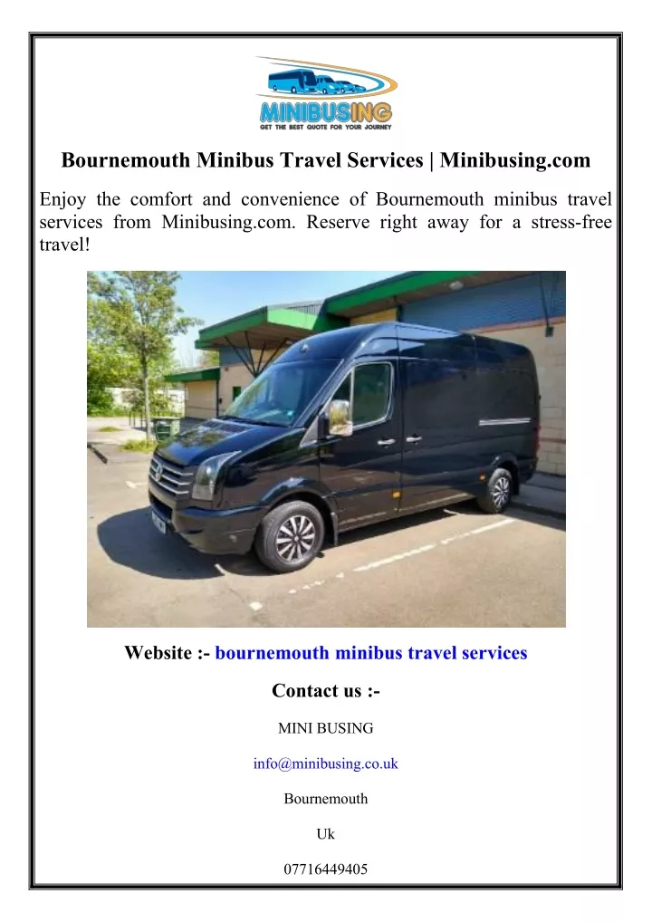 bournemouth minibus travel services minibusing com