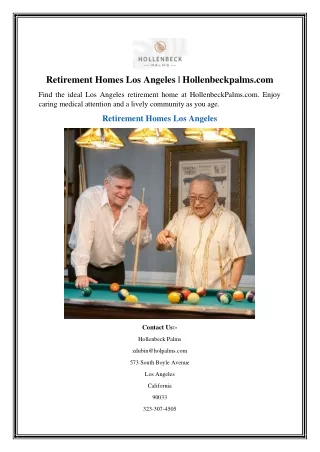Retirement Homes Los Angeles Hollenbeckpalms