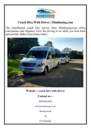 Coach Hire With Driver  Minibusing.com