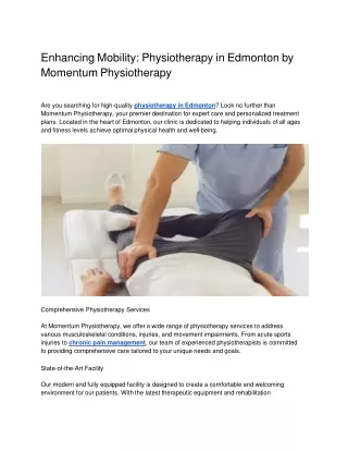 Enhancing Mobility_ Physiotherapy in Edmonton by Momentum Physiotherapy
