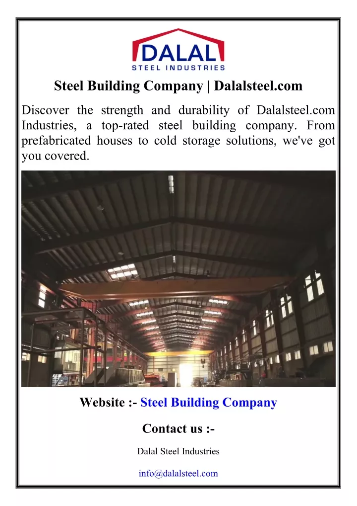 steel building company dalalsteel com