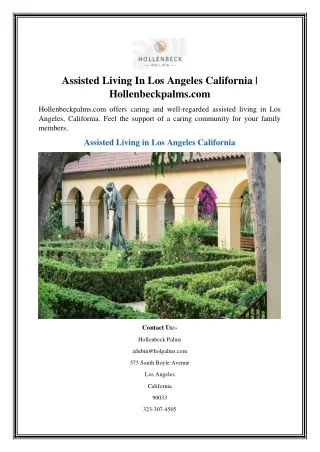 Assisted Living In Los Angeles California Hollenbeckpalms