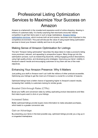 Professional Listing Optimization Services to Maximize Your Success on Amazon - Google Docs
