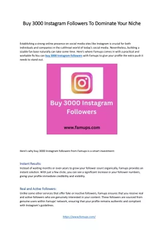 Buy 3000 Instagram Followers To Dominate Your Niche