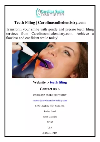 Teeth Filing  Carolinasmiledentistry.com